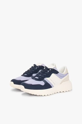 Kadın Bağcıklı Kalın Dişli Taban Sneaker - Lacivert 