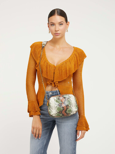 Kadın Becci Piton Desenli Mini Çapraz Çanta-Yeşil - Guess