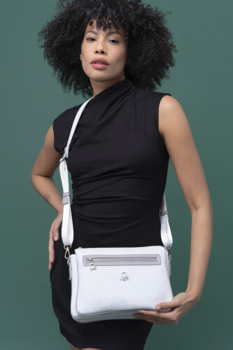 Kadın Benetton Çapraz Çanta- Beyaz A.Gri 