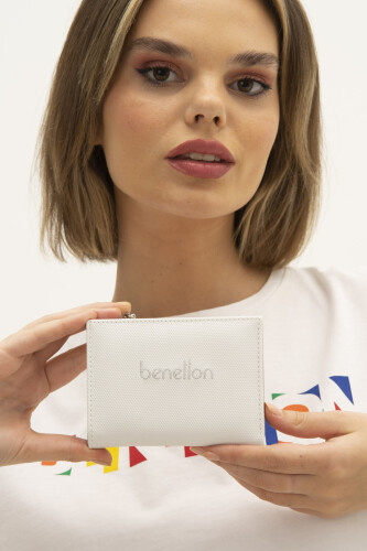 Kadın Benetton Cüzdan - Beyaz A.Gri 