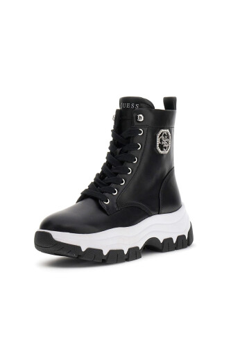 Kadın Benzon Taşlı Aksesuarlı Kalın Tabanlı Bot - Siyah 