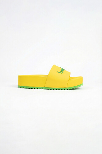 Kadın Bnt Logolu Platform Terlik - Sarı 