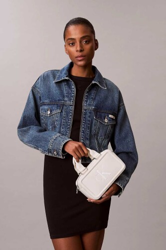 Kadın Bold Ck Elongated Mini Tote Omuz Çantası - Beyaz 