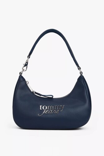 Kadın Bold Yazı Logolu Omuz Çantası - Lacivert 