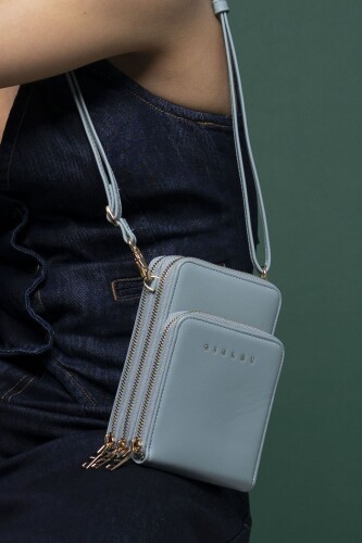 Kadın Bölmeli Küçük Omuz Çantası - Mavi 