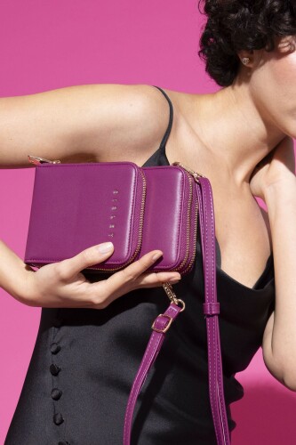 Kadın Bölmeli Küçük Omuz Çantası - Mürdüm 