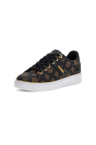 Kadın Britz Monogram Desenli Metalik Detaylı Sneaker - Siyah - Guess