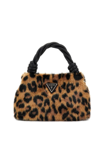 Kadın Burgu Saplı Leopar Desenli Pelüş Çanta - Mix - Guess