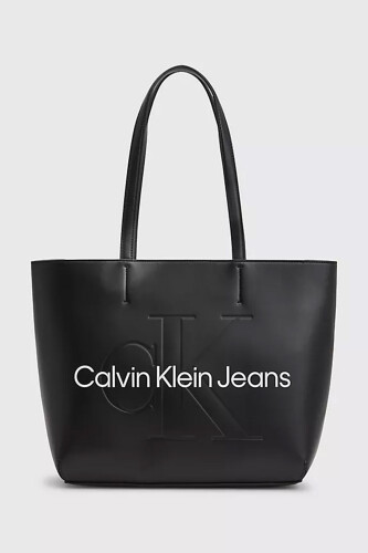 Kadın Calvin Klein Logolu Fermuarlı SHOPPER29 Çanta - Siyah - Calvin Klein