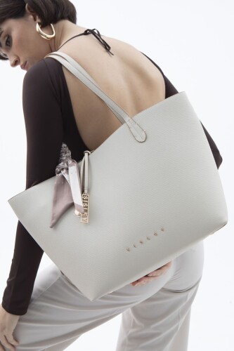 Kadın Çift Askılı Kırınkıl Kol Çantası - Beyaz 
