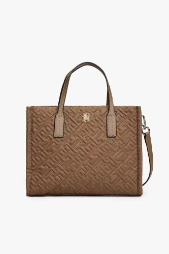 Kadın City Mini Tote Monogram Desenli El Çantası - Kahverengi 