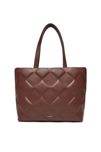 Kadın Ck Diamond Quilt Medium Shopper Omuz Çantası - Bordo 