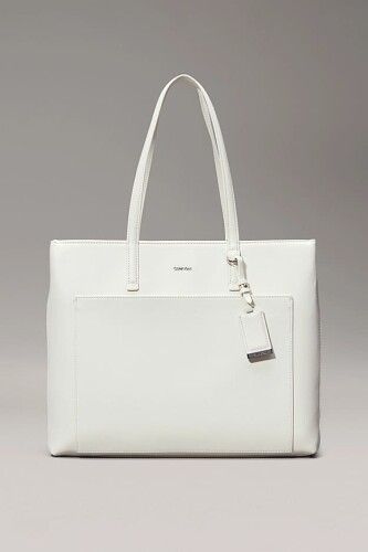 Kadın Ck Must Medium Shopper Omuz Çantası - Ekru - Calvin Klein