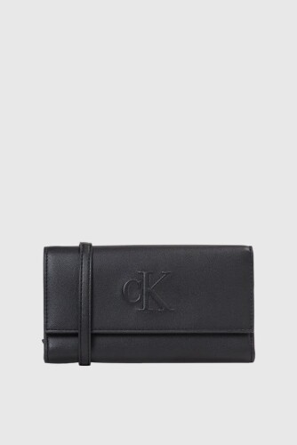 Kadın Ck Sculpted Uzun Askılı Cüzdan - Siyah - Calvin Klein