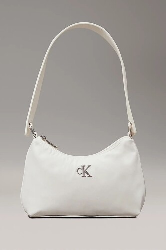 Kadın Ck Sleek Nylon El Ve Omuz Çantası - Beyaz - Calvin Klein