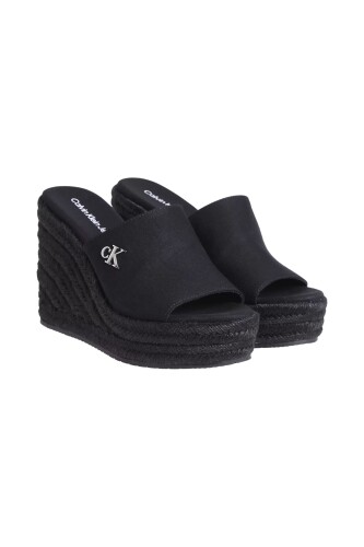 Kadın Ck Wedge Rope Slide Topuklu Terlik - Siyah - Calvin Klein