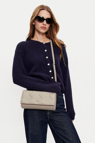 Kadın DIAMOND QUILT CONV Omuz Çantası - Ekru 