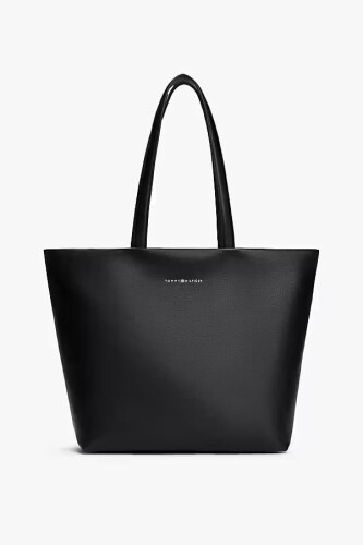 Kadın Dokulu Büyük Boy Tote Omuz Çanta - Siyah - Tommy Hilfiger