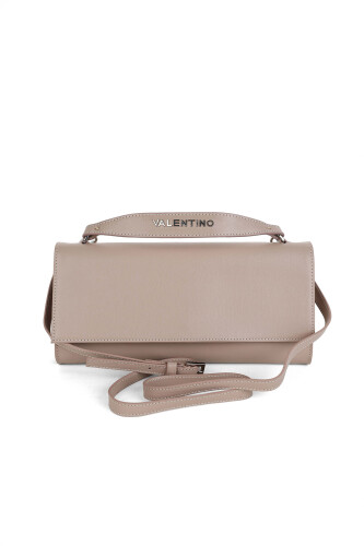 Kadın Dokulu Deri El Çantası - Pudra 