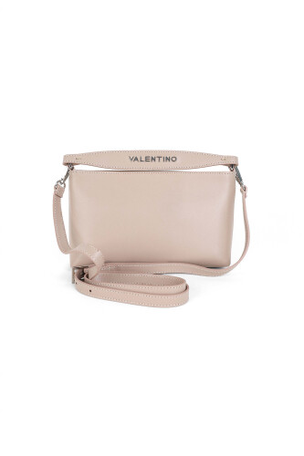 Kadın Dokulu Deri El ve Omuz Çantası - Pudra 