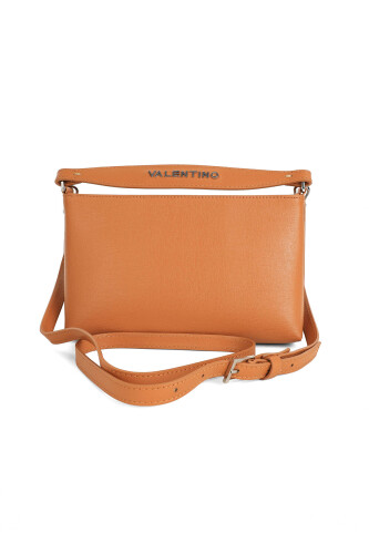 Kadın Dokulu Deri El ve Omuz Çantası - Taba - Valentino