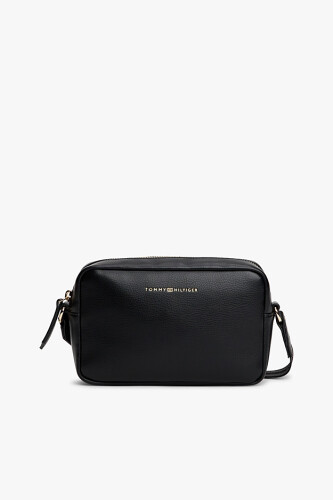 Kadın Dokulu Yazı Baskılı Kamera Çanta - Siyah 