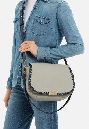 Kadın El ve Omuz Çantası-Gri-Lacivert 