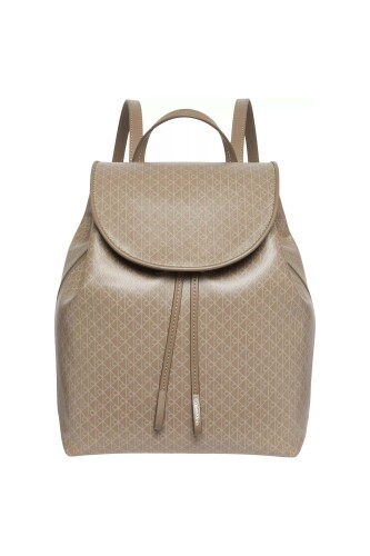 Kadın Emblem Aop Flap Backpack Sırt Çantası - Vizon 