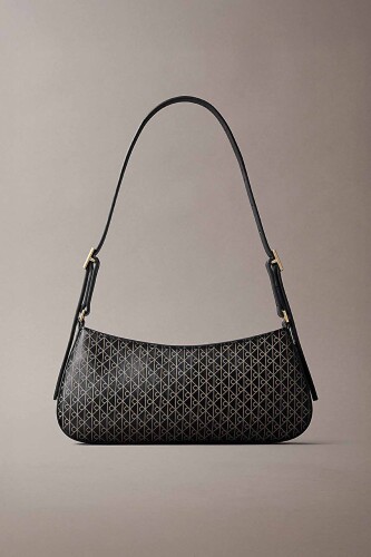 Kadın Emblem AOP Small Omuz Çantası - Siyah/Gold - Calvin Klein