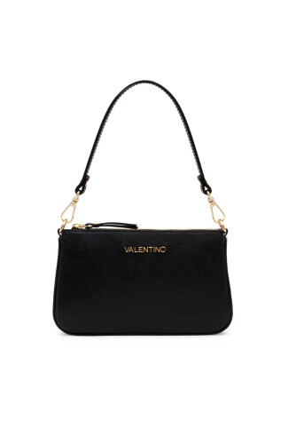 Kadın Fermuarlı Deri Mini Omuz Çantası - Siyah 