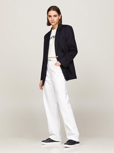 Kadın Flag Court Sneaker Ayakkabı - Siyah Beyaz 