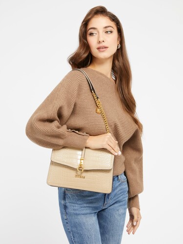 Kadın G James Timsah Desenli Çapraz Çanta-Bej - Guess
