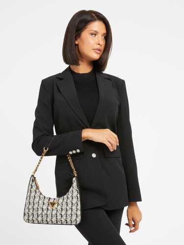 Kadın Giully Tüvit Omuz Çantası-Siyah - Guess