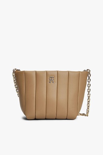 Kadın Grace Dikey Kapitoneli Mini Tote Omuz Çanta - Bej 