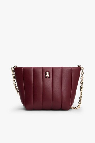 Kadın Grace Dikey Kapitoneli Mini Tote Omuz Çanta - Bordo - Tommy Hilfiger