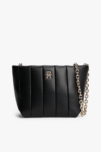 Kadın Grace Dikey Kapitoneli Mini Tote Omuz Çanta - Siyah 