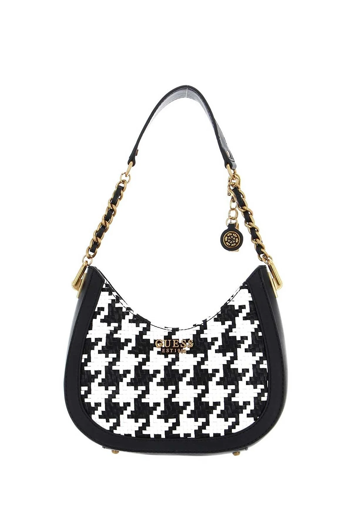 Kadın Guess Abey Small Hobo Omuz Çantası - Siyah / Beyaz 