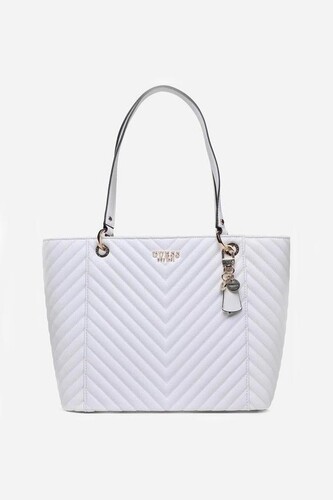 Kadın Guess Noelle Logolu Fermuarlı Omuz Çanta - Beyaz 