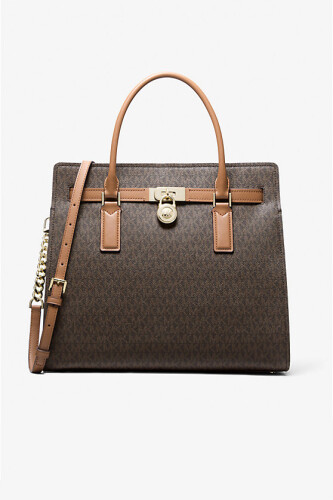 Kadın Hamilton Moderne Büyük Boy Desenli El ve Omuz Çantası - Kahverengi - Michael Kors