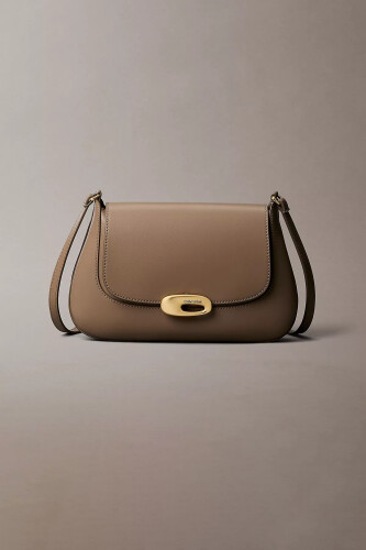 Kadın Hardware Flap Medium Crossbody Omuz Çantası - Vizon 