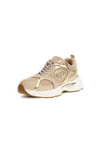 Kadın Ibitha Kalın Tabanlı Metalik Detaylı Sneaker - Bej/Altın - Guess