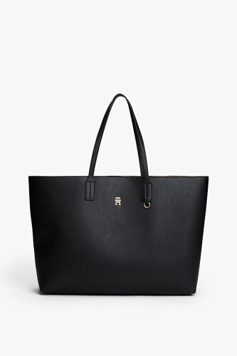 Kadın Icon Tote Metal Logo Detaylı Omuz Çantası - Siyah 