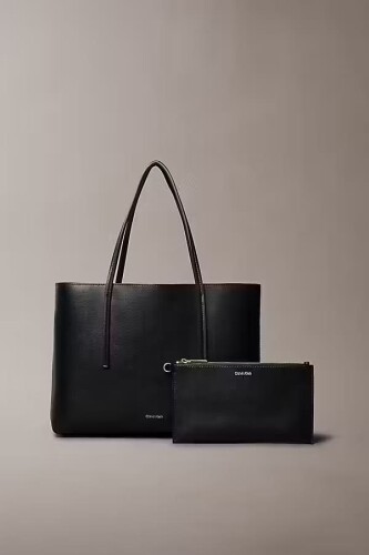 Kadın İki Parçalı Küçük Tote Omuz Çantası - Siyah - Calvin Klein
