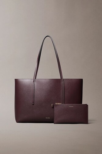 Kadın İki Parçalı Tote Omuz Çantası - Bordo 