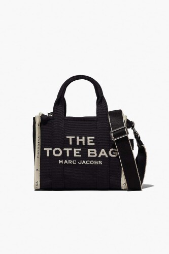 Kadın Jakarlı Kumaş Yazı Baskılı Şerit Detaylı Omuz Çantası - Siyah 