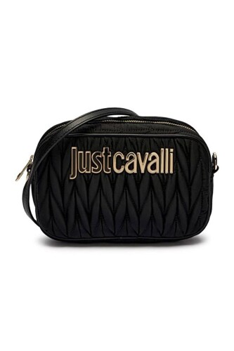 Kadın Jc Yazı Logo Desenli Çapraz Kamera Omuz Çantası - Siyah 