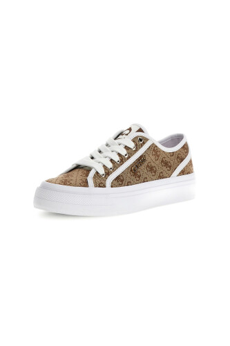 Kadın Jelexa Monogram Desenli Platform Sneaker - Bej / Kahverengi 