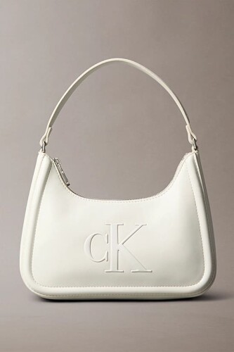 Kadın Kabartma Logolu Küçük Omuz Çantası - Krem - Calvin Klein