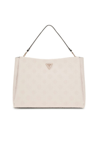 Kadın Kabartma Monogram Desenli El Çantası - Ekru 