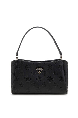 Kadın Kabartma Monogram Desenli El ve Çapraz Askılı Çanta - Siyah - Guess